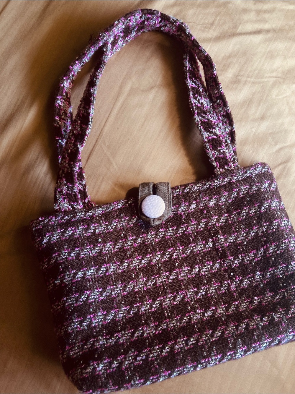 Y2K Pink and Brown Tweed purse